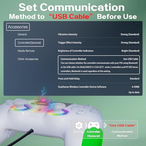 Akalyptra Wired Controller for PS-5/PC, Cool RGB Gamepad Support Programmable/Remap/Turbo Functions, Dual Vibration, 3.5MM Audio Jack, Motion Control, Compatible with PS-5/PS-4/PC/MAC/IOS/Android/Steam Deck(Green, 87inch) - color: Yellow