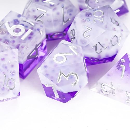 7PCS Cocktail Dice Set,Handmade Sharp Edge Dice Set D&D RPG Polyhedral Die,for Dungeons and Dragons TTRPG Games Roleplaying Games,with Gift Box.(Purple) - color: Cocktail Purple