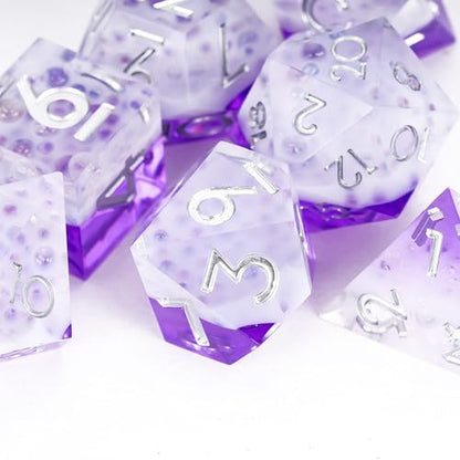 7PCS Cocktail Dice Set,Handmade Sharp Edge Dice Set D&D RPG Polyhedral Die,for Dungeons and Dragons TTRPG Games Roleplaying Games,with Gift Box.(Purple) - color: Cocktail Purple