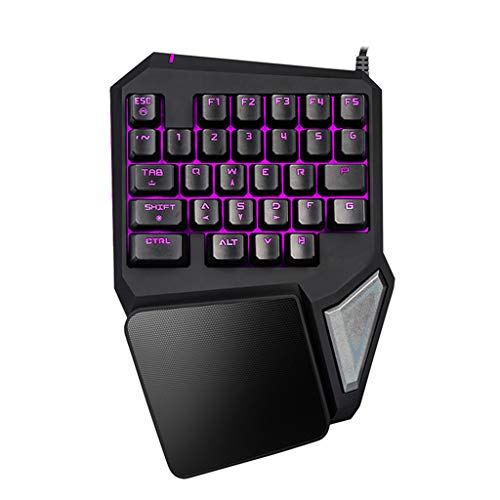 PC One-Handed Keyboard Ergonomic Mechanical Gaming Keypad with Wrist Rest 7 Color Backlit Quick Responsive 29 Keys for Windows7/8/10 MAC OS