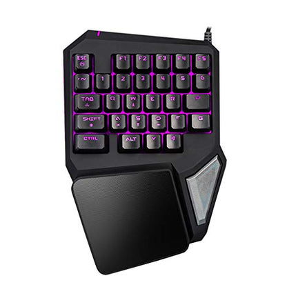 PC One-Handed Keyboard Ergonomic Mechanical Gaming Keypad with Wrist Rest 7 Color Backlit Quick Responsive 29 Keys for Windows7/8/10 MAC OS