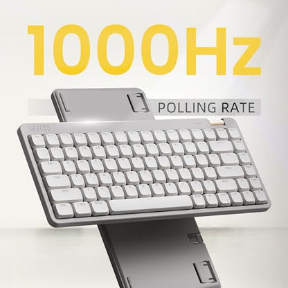 Flow Lite 84 Keys Low Profile Mechanical Keyboard, 75% Swappable Rechargeable Wireless Keyboard with 2.4G Receiver, Bluetooth and Wired Connection for Windows, Mac/Specter Linear Switches (Off-White) - color: Off-White
