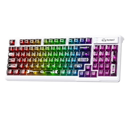 FREEWOLF M95 Transparent Membrane Keyboard with Clear Keycap,Wired Gaming Keyboard with RGB Backlit, 94 Silent Keys with Mechanical Feeling,26-Key Anti-ghosting,for Mac/Windows -Black - color: Black