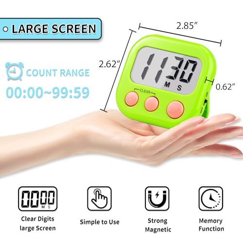 Timer for Kids Teachers Supplies Digital Kitchen Timers for Cooking Large Magnetic Classroom Timer 2Pack-Blue Green - color: Blue Green