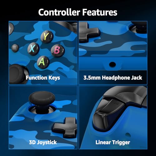Kamylorus Wireless Controller for X-BOX Series X|S, X-BOX One & Windows 10/11, 2.4G Plug and Play Gaming Gamepad with 3.5mm Audio Jack, Supports Dual Vibration, Turbo