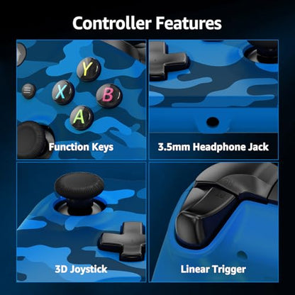 Kamylorus Wireless Controller for X-BOX Series X|S, X-BOX One & Windows 10/11, 2.4G Plug and Play Gaming Gamepad with 3.5mm Audio Jack, Supports Dual Vibration, Turbo