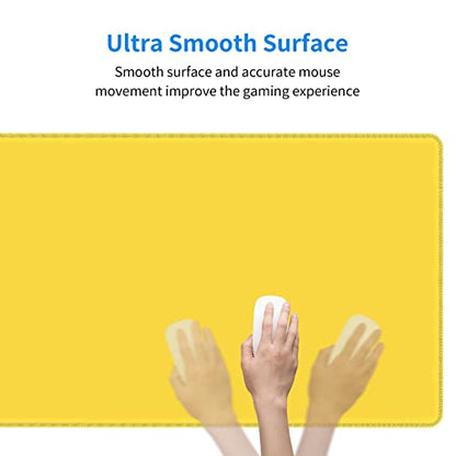 Yellow Mouse Pad Extended Large Gaming Mousepad XL Big Long Oversized Desk Mat Stitched Edges 31.5 X 11.8 Inch for Home Office - color: Black8