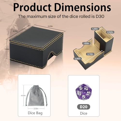 Dice Tower and Tray,Foldable Portable Dice Rolling Tower,Dice Roller Accessory for Dungeons and Dragons,Classic Board Games,RPG Games,and Tabletop Games Black/Brown - color: Black/Brown