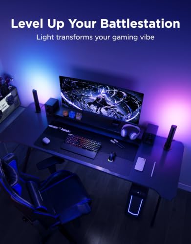 Govee Smart Light Bar, RGBICWW TV Lights for Living Room, Gaming, Black | Compatible with SmartThings, Matter, Alexa, LED Light Bar with Scene and Music Modes for Living Room, Gaming, PC, App Control - color: Black