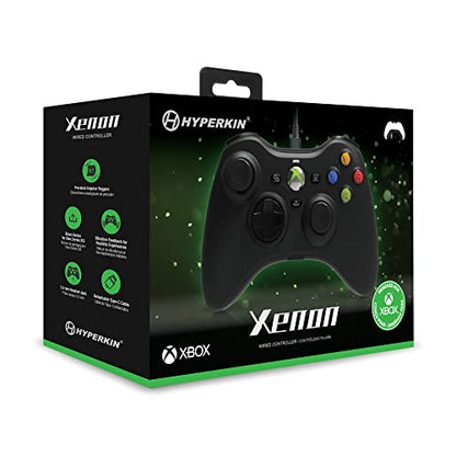 Hyperkin Xenon Wired Controller for XBOX Series X|S, XBOX One & Windows 10|11, PC, Plug and Play Gaming Gamepad with 3.5MM Audio Jack, Impulse Triggers - Black - Officially Licensed - color: Black