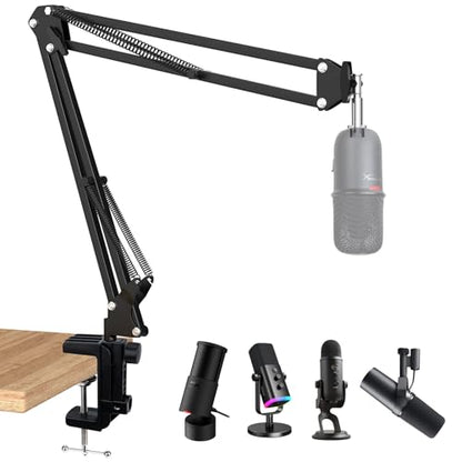 SoloCast Boom Arm Mic Stand, Adjustable Suspension Boom Scissor Arm Stand Compatible with HyperX SoloCast 2 & 1 Gaming Microphone by SUNMON - color: HyperX SoloCast Boom Arm