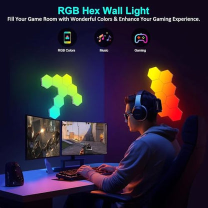 Kangtaixin Hexagon LED Lights 20 Pack - RGB Wall Panels with Music Sync, Smart App & Remote Control, DIY Modular Hex Light for Gaming Room, Bedroom, Living Room, Wall Decor - size: 20 Pack