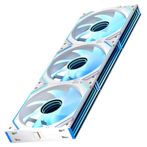 Interstellar V2 120mm Case Fan Infinity Mirror Module Daisy-Chain ARGB Fan Triple Pack with Controller Suitable for Computer Case & 360mm AIO Cooler(White-3pack) - color: V2 White Forward-3Pack