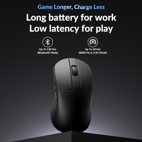 Keychron M3 Mini 8K Wireless Gaming Mouse, 55g Lightweight, PixArt 3950 Sensor, 30K DPI, Bluetooth 5.3/2.4GHz/Wired, Programmable, 140H Battery, for Mac/Windows/Linux - Black - color: Black