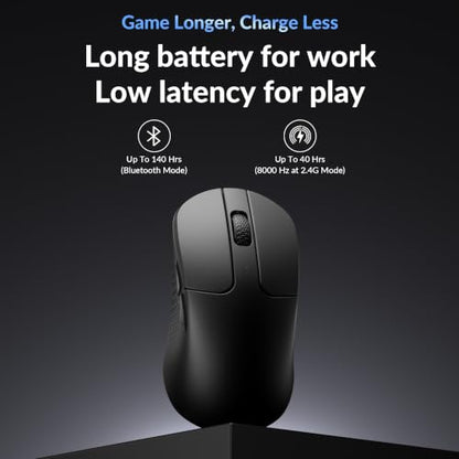 Keychron M3 Mini 8K Wireless Gaming Mouse, 55g Lightweight, PixArt 3950 Sensor, 30K DPI, Bluetooth 5.3/2.4GHz/Wired, Programmable, 140H Battery, for Mac/Windows/Linux - Black - color: Black
