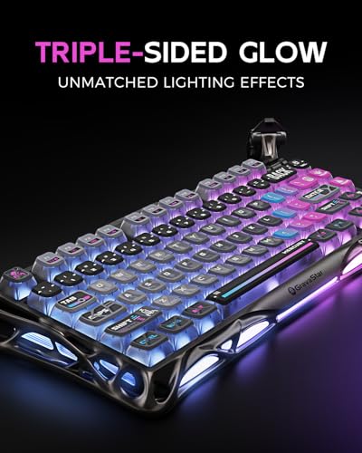 GravaStar Mercury K1 Pro Wireless Mechanical Gaming Keyboard, 75% Layout RGB Custom Keyboard, Electroplated Glossy Frame, Hot-Swappable Linear Switches【Cyberpunk Edition】 - color: Cyberpunk