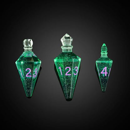 7PCS Potion DND Dice Set,Transparent Sharp Edge Dice Set D&D RPG Polyhedral Die,for Dungeons & Dragons, and TTRPG Roleplaying Games (Green) - color: Green