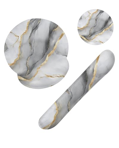 Gray White Gold Marble Keyboard Wrist Rest Pad Mouse Pad Set,Ergonomic Mousepad Wrist Support Memory Foam Desk Pad for Gaming Office,Non-Slip Rubber Base Easy Typing for Home Office Computers - color: Gray White Gold Marble