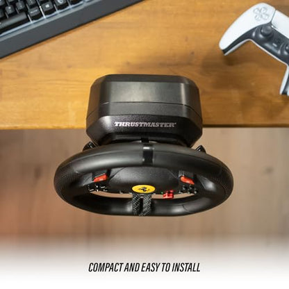 Thrustmaster T98 P Ferrari Licensed Racing Wheel & Pedal Set - PS5 & PC | 240-degree rotation, bungee-cord resistance, paddle shifters, 3 driving modes, Hall-Effect sensors, tool-free desk clamp - style: Playstation 5/4 | PC