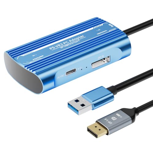 YCE PSVR2 PC Adapter for PlayStation VR2 and AR Glasses | Compatible with portable monitors. Includes a DP 1.4 cable and power adapter for easy connection and stable performance. - color: BIue