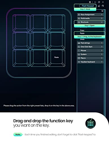Vaydeer One-Handed Mechanical Keyboard Support NKRO, Hotkeys, One-Click Start,9 Fully Programmable Keys with Floating Window and Macro Multifunctional Keypad for iOS,Windows, Gift Idea for Him/Her