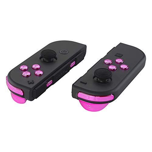 eXtremeRate DIY Full Set Buttons for Nintendo Switch & Switch OLED, Chrome Pink Glossy Replacement Buttons for JoyCon, ABXY Direction Keys SR SL L R ZR ZL + - Home Capture Trigger Buttons Springs - color: Chrome Pink