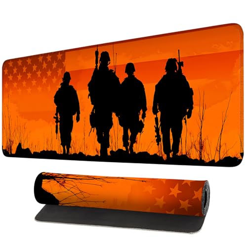 Mouse Pad, Large Anti-Slip with Stitched Edges Desk Mat Desktop Laptop Computer Desk Keyboard Mat,Table Protector Blotter Mat (Soldier, 31.5" x 11.8") - color: Soldier, size: 31.5" x 11.8"