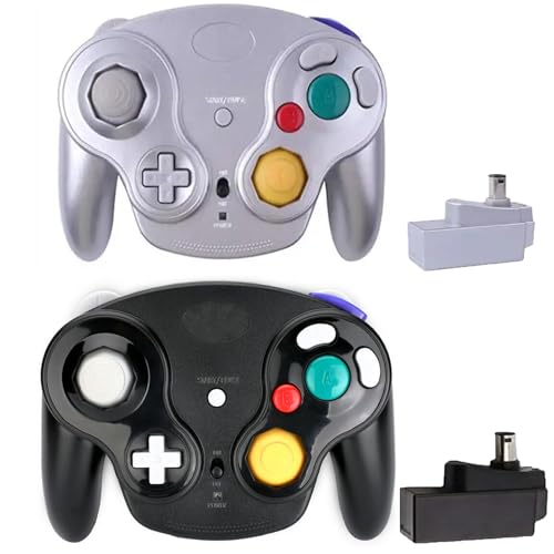 inventii Game Cube Controller,NGC 2.4G Wireless Classic Controller for Wii Game Cube, With Receiver Adapter (Black and Silver) - color: Black and Silver