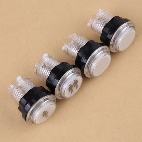 4 x LED Start Push Button Kit, Part 1 Player + 2 Player + LED Buttons DIY Push Buttons Player Single Double for Machine Games, coinn Buttons Compatible Arcades Video Games