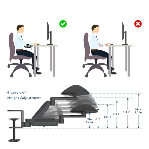 BONTEC Adjustable Arm Rest for Desk, 360° Rotating & Extendable, Aluminum | Ergonomic Elbow Pad, Durable Keyboard and Computer Support, Office or Gaming Accessories, Comfortable During Work Sessions