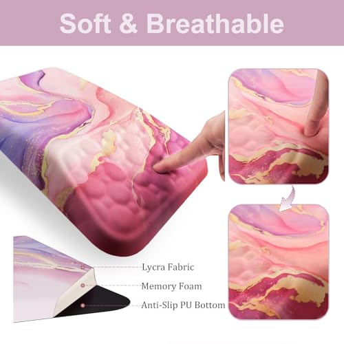 Ospelelf Ergonomic Mouse Pad and Keyboard Wrist Rest Support, Wrist Rest for Computer Keyboard, Office, Gaming, Pink - color: Pink Marble