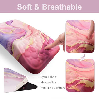 Ospelelf Ergonomic Mouse Pad and Keyboard Wrist Rest Support, Wrist Rest for Computer Keyboard, Office, Gaming, Pink - color: Pink Marble