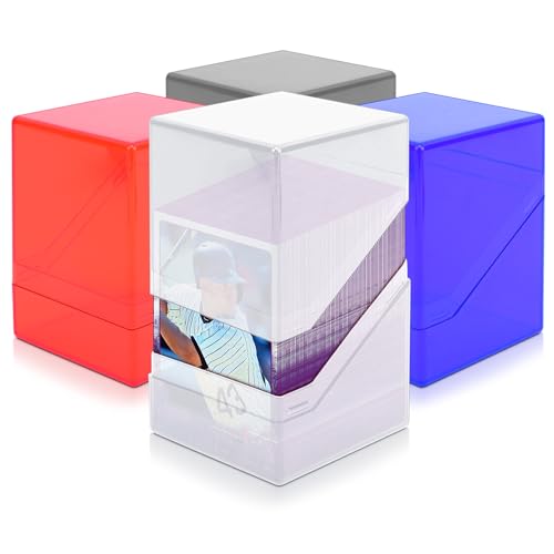 Homthy 4 Pack Card Deck Cases for Trading Cards, Acrylic Card Storage Boxes Holding 100+ Sleeved Cards Fit for MTG,TCG Sports Cards, Game Card Standard Cards - color: 4 Color