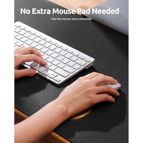 Desk Pad, Leather Non-Slip Laptop Computer Desk Keyboard Mat, Table Protector Blotter Mat, Large Mouse Pad (24" x 12")-Dark Blue - color: Dark Blue