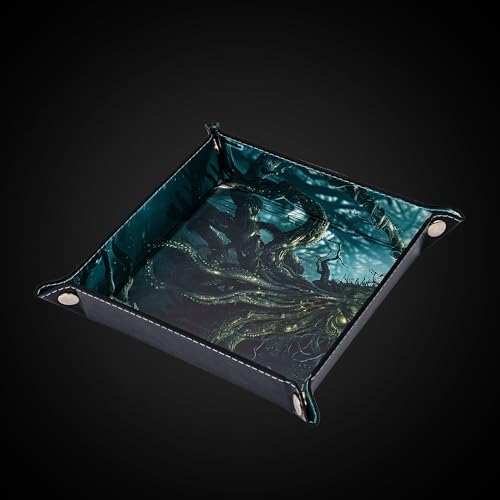 PU Leather DND Dice Trays Portable Dice Rolling Tray Large D&D Dice Storage Case for Desktop Storage and RPG Board Games, Jewelry Valet Tray for Women and Men - color: Gray