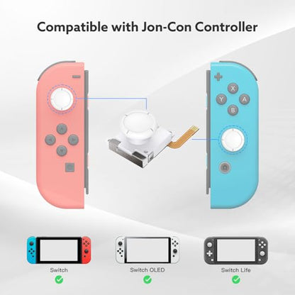 BRONAL TMR Hall Effect Joystick Replacement for Switch JoyCon(4-Pack)-White | Precision TMR Technology, Anti-Drift Performance, Low Power Design, for Switch/OLED/Lite JoyCon, 32-in-1 Repair Kit - color: White 2 pairs