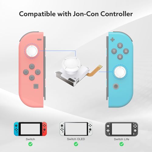 BRONAL TMR Hall Effect Joystick Replacement for JoyCon (2pcs Single)-White | For Switch/OLED/Lite JoyCon, Precision TMR Technology, Anti-Drift Performance, Low Power Design, Replacement Analog Thumb - color: White 2 Single