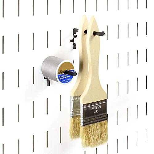 Wall Control Paint Brush Hook and Thread Spool Holder Storage Organizer Pegs Metal Pegboard - (4) Pack of Narrow 3.5-Inch Reach Slotted Peg Hooks for Paint Brushes and Spools (Blue) - color: Blue
