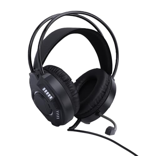 Wired Gaming Headset, 7.1 Surround Sound RGB Over Ear Headphones with Noise Cancelling Mic, 50mm Driver, Memory Foam Earpads for PC, Switch (Black) - color: Black