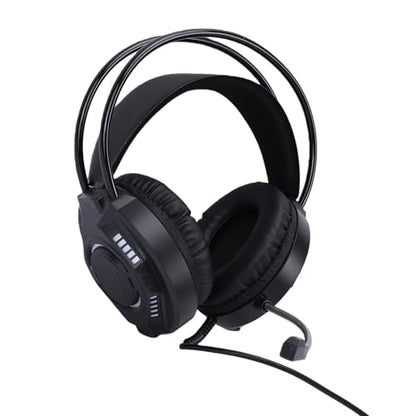 Wired Gaming Headset, 7.1 Surround Sound RGB Over Ear Headphones with Noise Cancelling Mic, 50mm Driver, Memory Foam Earpads for PC, Switch (Black) - color: Black