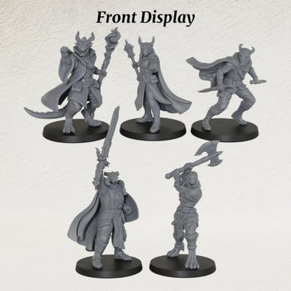 AUSPDICE Fantasy RPG Accessory Figurine Set for Dungeon Masters & TTRPG Players, 25mm Scale Tabletop Unpainted Miniatures Pack- Dragonborn Adventurer AS1008