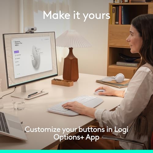 Logitech Signature Comfort Plus M850 L Wireless Mouse - Off White | Bluetooth, palm cushion, 24-month battery, customizable buttons, for Windows, Mac, iPad - color: Off White, style: With Palm Cushion