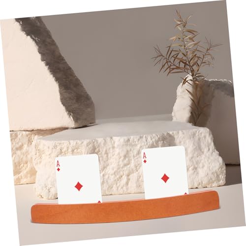 Card Holder for Desk Wood Card Rack Poker Stand Display Storage Stylish Wooden Finish