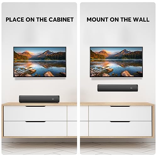 2.1ch Small Sound Bars for TV with 6 Levels Voice Enhancement, Built-in Subwoofer, 16 Inches Bluetooth 5.3 Soundbar Speakers with Optical/AUX/USB Connection, S100