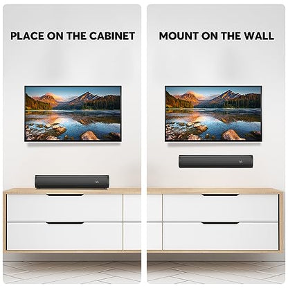 2.1ch Small Sound Bars for TV with 6 Levels Voice Enhancement, Built-in Subwoofer, 16 Inches Bluetooth 5.3 Soundbar Speakers with Optical/AUX/USB Connection, S100