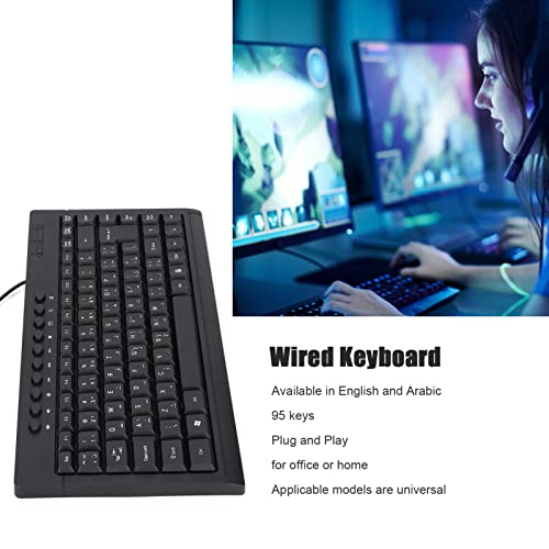 ASHATA Mechanical Gaming Keyboard, Compact 60 Percent Wired USB Keyboard with 95 Keys Hot Swappable Design for and Typists Black Arabic Layout