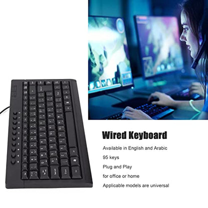ASHATA Mechanical Gaming Keyboard, Compact 60 Percent Wired USB Keyboard with 95 Keys Hot Swappable Design for and Typists Black Arabic Layout