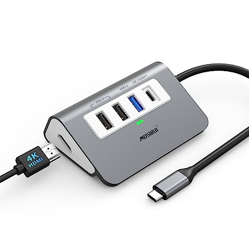 USB C Hub, 5-in-1 USB C to 4K HDMI, Hub Multiport Adapter with 100W Power Delivery, 5Gbps USB-A3.0 & 2 USB-A2.0, Aluminum, Case Type C Hub Docking Station for Laptop/Desktop/PC/MacBook/Dell/HP/Lenovo - size: 5 Port