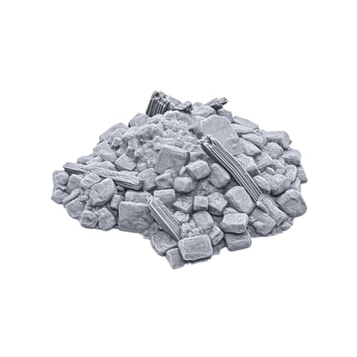 EnderToys Debris Piles by Printable Scenery, 3D Printed Tabletop RPG Scenery and Wargame Terrain 28mm Miniatures, Grey