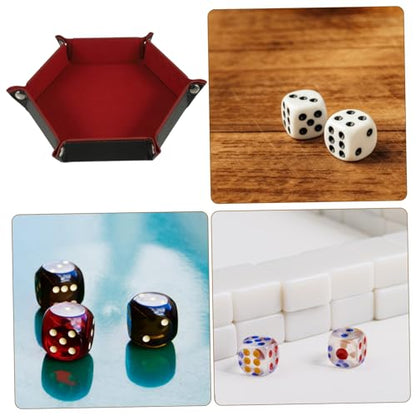 Vaguelly Tabletop Foldable Pu Dice Tray Dice Storage Holder for Games Stylish Deep Design Easy to Clean